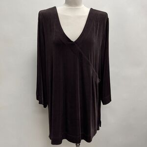 Soft Surroundings Women's Top 2X Brown V-Neck